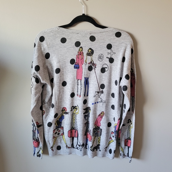 Y2k polkadot art girl print sweater - Picture 8 of 10